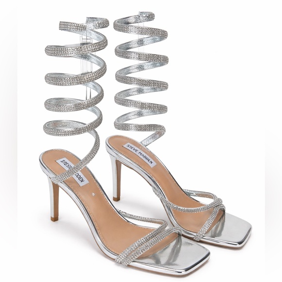 Steve Madden Shoes - STEVE MADDEN EXOTICA SILVER STILETTO SANDAL